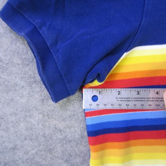 Polo Ralph Lauren Polo Shirt Mens Large Blue White Collar Stripe Pony Logo Rugby - Picture 6 of 7